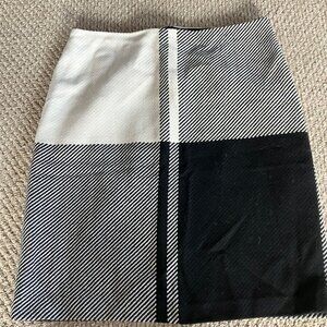 Talbots Black White Wool Blend Plaid Checkered Geometric Skirt